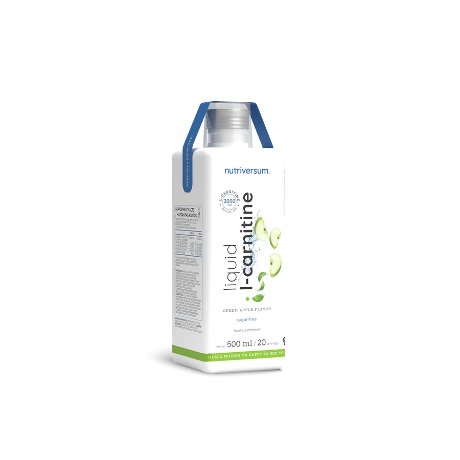 L-Carnitine Liquid 3000 mg L-karnitin folyadk - 500 ml zld alma -  Nutriversum